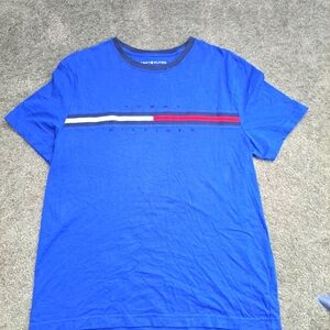 Tommy Hilfiger Men's Shirt Blue Large Short Sleeve